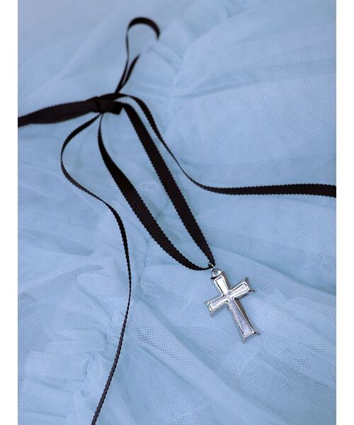 jouetie（ジュエティ）の「クロスリボンチョーカー（チョーカー・レディース・ブラック/オフホワイト/ブルー・FREE）」の3枚目の写真