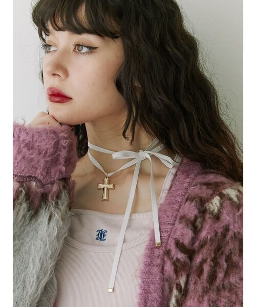 jouetie（ジュエティ）の「クロスリボンチョーカー（チョーカー・レディース・ブラック/オフホワイト/ブルー・FREE）」の4枚目の写真