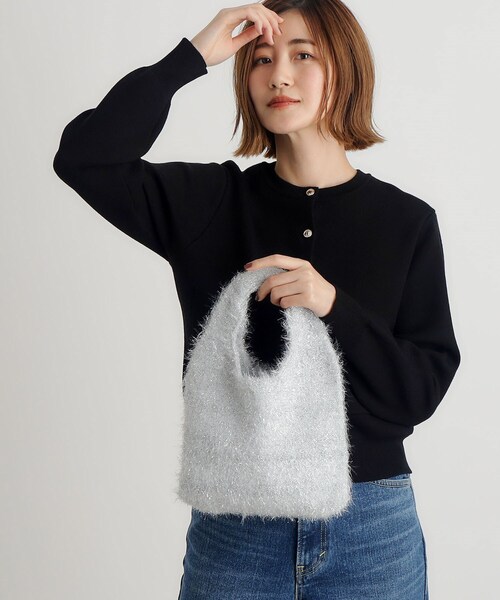 grove（グローブ）の「ラメニットミニクリテトート（トートバッグ・レディース・オフホワイト/ブラック/シルバー系その他・00）」の4枚目の写真