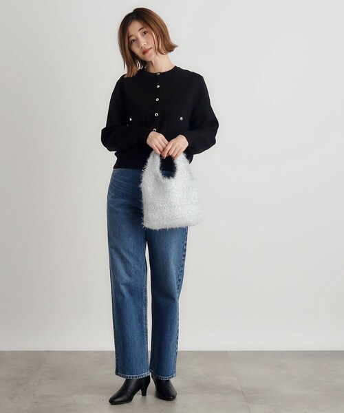 grove（グローブ）の「ラメニットミニクリテトート（トートバッグ・レディース・オフホワイト/ブラック/シルバー系その他・00）」の5枚目の写真