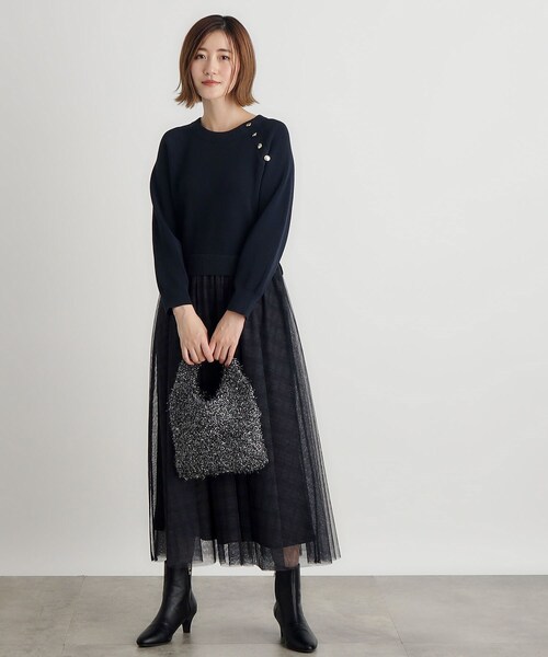 grove（グローブ）の「ラメニットミニクリテトート（トートバッグ・レディース・オフホワイト/ブラック/シルバー系その他・00）」の8枚目の写真