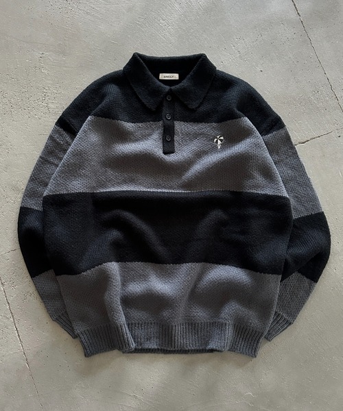 ONCILY(オンシェリー)の「ASSORT VOLUME KNIT POLO / アソートボリュームニットポロ(ニット/セーター・メンズ・ネイビー/ブラウン/ブルーグリーン/アイボリー/ブラック/ネイビー系2/ブラック系その他/チャコールグレー/ブラック系その他2/ネイビー系3/ホワイト系その他・SMALL/MEDIUM/LARGE)」の5枚目の写真