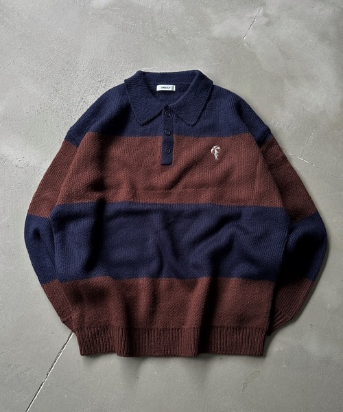 ONCILY(オンシェリー)の「ASSORT VOLUME KNIT POLO / アソートボリュームニットポロ(ニット/セーター・メンズ・ネイビー/ブラウン/ブルーグリーン/アイボリー/ブラック/ネイビー系2/ブラック系その他/チャコールグレー/ブラック系その他2/ネイビー系3/ホワイト系その他・SMALL/MEDIUM/LARGE)」の8枚目の写真