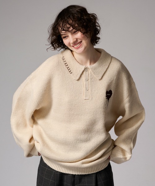 極美品「ORLEY」 ORS15-002 ニットポロ イタリア製　M ASSORT VOLUME KNIT POLO / アソートボリュームニットポロ
