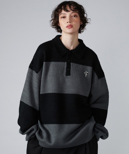セール】ASSORT VOLUME KNIT POLO / アソートボリュームニットポロ 