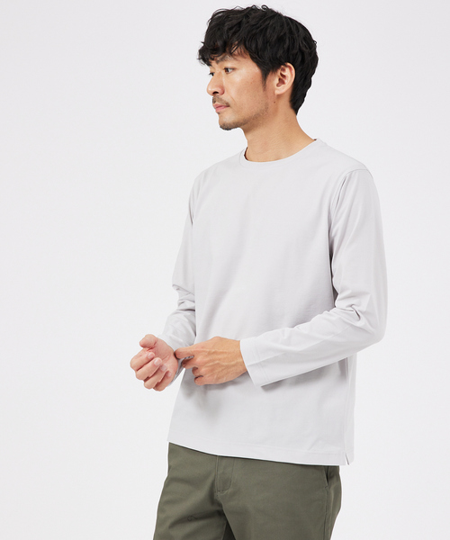 ABAHOUSE GRAY(アバハウスグレイ)の「エアファンクション 長袖Tシャツ(Tシャツ/カットソー・メンズ・ホワイト/ブラック/ネイビー/サックスブルー/グリーン/モカ/グレイッシュベージュ・46/48)」の4枚目の写真