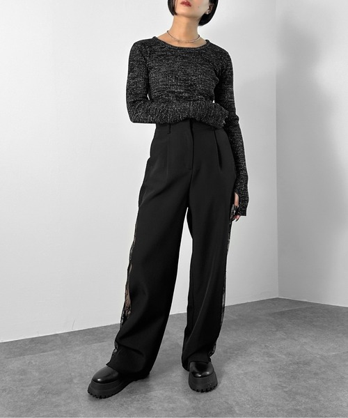 LVEU.(ラブユ.)の「【LVEU.】ラメリブクルーネックニットトップス / トップス ニット ラメ リブ クルーネック サムホール フィンガーホール プルオーバー ブラック チャコール シルバー(ニット/セーター・レディース・ブラック/チャコールグレー/シルバー/ネイビー系/ブラック系その他・FREE)」の22枚目の写真