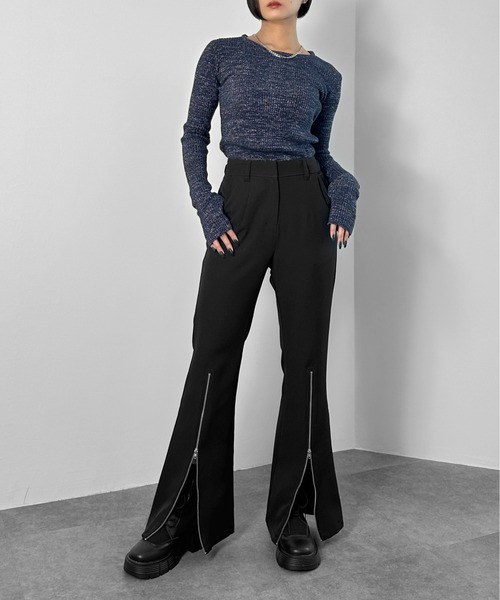 LVEU.(ラブユ.)の「【LVEU.】ラメリブクルーネックニットトップス / トップス ニット ラメ リブ クルーネック サムホール フィンガーホール プルオーバー ブラック チャコール シルバー(ニット/セーター・レディース・ブラック/チャコールグレー/シルバー/ネイビー系/ブラック系その他・FREE)」の11枚目の写真
