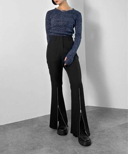 LVEU.(ラブユ.)の「【LVEU.】ラメリブクルーネックニットトップス / トップス ニット ラメ リブ クルーネック サムホール フィンガーホール プルオーバー ブラック チャコール シルバー(ニット/セーター・レディース・ブラック/チャコールグレー/シルバー/ネイビー系/ブラック系その他・FREE)」の12枚目の写真