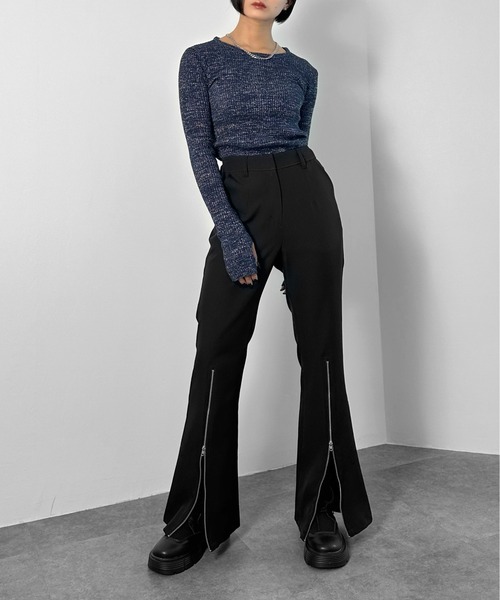 LVEU.(ラブユ.)の「【LVEU.】ラメリブクルーネックニットトップス / トップス ニット ラメ リブ クルーネック サムホール フィンガーホール プルオーバー ブラック チャコール シルバー(ニット/セーター・レディース・ブラック/チャコールグレー/シルバー/ネイビー系/ブラック系その他・FREE)」の13枚目の写真
