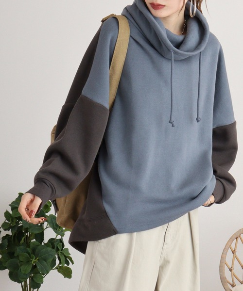 myke(ミーカ)の「myke オフタートルドルマンプルオーバー(パーカー・レディース・ブラック/マルチ/その他/アイボリー系/ブルー系・M)」の4枚目の写真