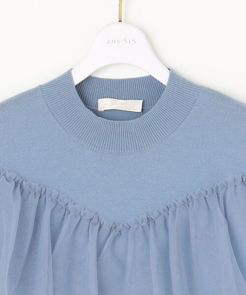 ANY SIS(エニィスィス)の「【洗える】フリルチュールコンビ ニット(ニット/セーター・レディース・アイボリー系/ブラック系/スカイブルー系・2)」の14枚目の写真
