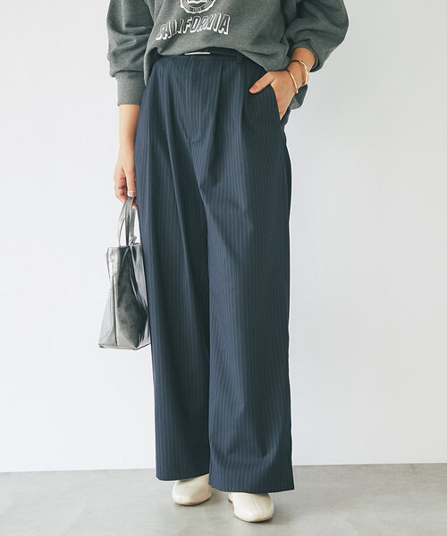 un dix cors（アンディコール）の「タックストライプパンツ（その他パンツ・レディース・チャコールグレー/ネイビー・FREE/S）」の9枚目の写真
