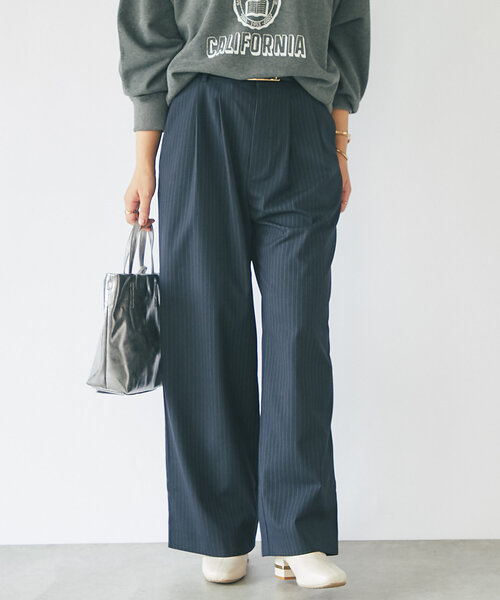 un dix cors（アンディコール）の「タックストライプパンツ（その他パンツ・レディース・チャコールグレー/ネイビー・FREE/S）」の10枚目の写真