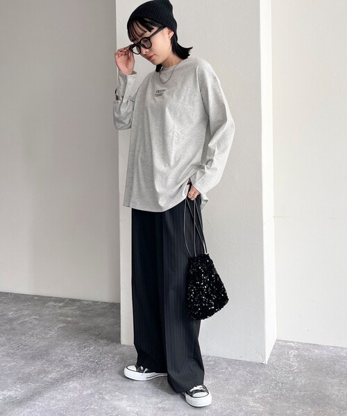 fredy emue（フレディエミュ）の「刺繍微起毛ロンTシャツ（Tシャツ/カットソー・レディース・ライトグレー/オフホワイト/グレイッシュベージュ・38）」の16枚目の写真