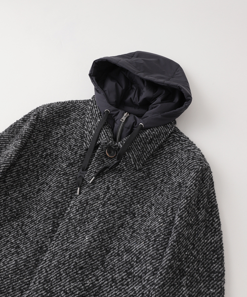 HERNO(ヘルノ)の「HERNO(ヘルノ) メランジツイルドッキングフーデッドコート(ダウンジャケット/コート・メンズ・ブラック・46/48)」の5枚目の写真