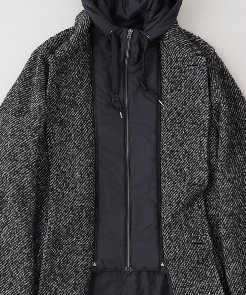 HERNO(ヘルノ)の「HERNO(ヘルノ) メランジツイルドッキングフーデッドコート(ダウンジャケット/コート・メンズ・ブラック・46/48)」の8枚目の写真