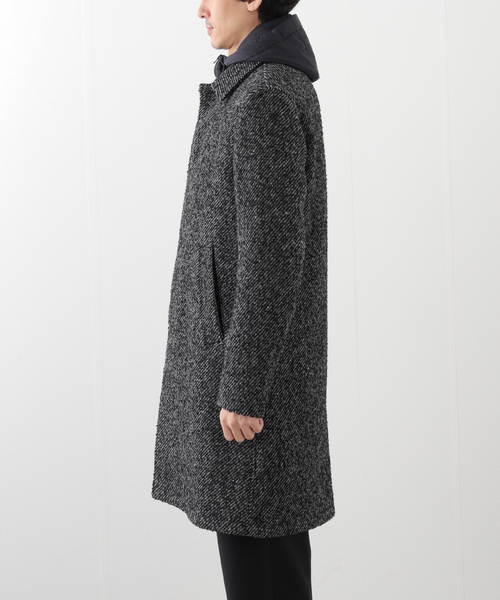HERNO(ヘルノ)の「HERNO(ヘルノ) メランジツイルドッキングフーデッドコート(ダウンジャケット/コート・メンズ・ブラック・46/48)」の2枚目の写真