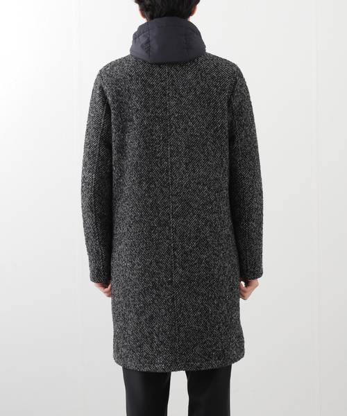 HERNO(ヘルノ)の「HERNO(ヘルノ) メランジツイルドッキングフーデッドコート(ダウンジャケット/コート・メンズ・ブラック・46/48)」の3枚目の写真