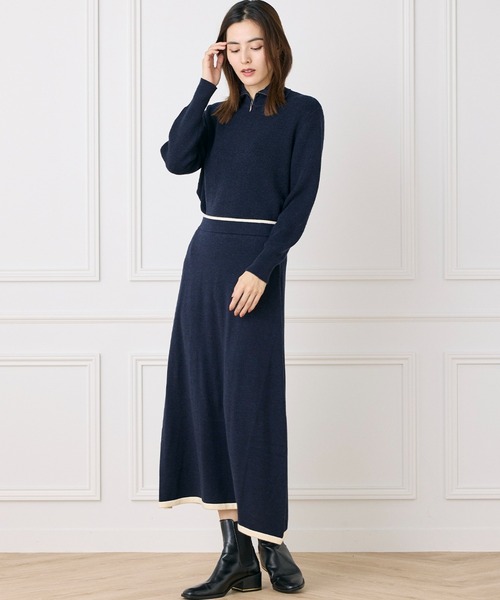 INED CLARO（イネドクラロ）の「ハーフジップニット【セットアップ対応】（ニット/セーター・レディース・ネイビー/ベージュ/グリーン/ピンク・フリー）」の7枚目の写真