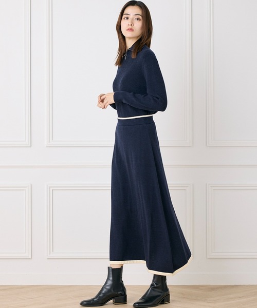 INED CLARO（イネドクラロ）の「ハーフジップニット【セットアップ対応】（ニット/セーター・レディース・ネイビー/ベージュ/グリーン/ピンク・フリー）」の8枚目の写真