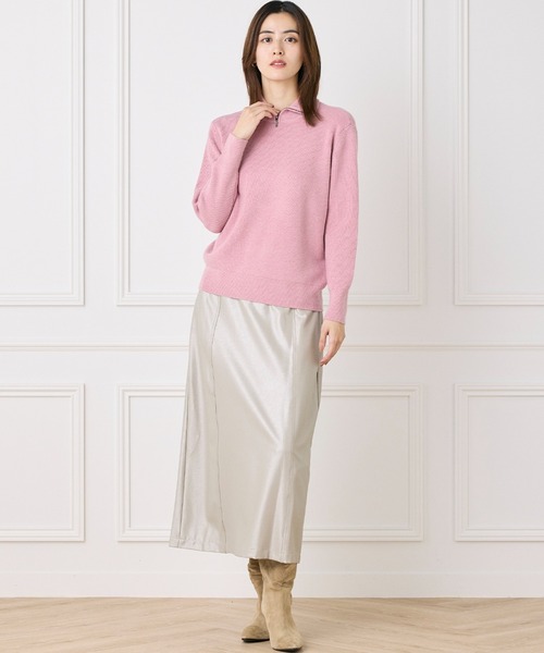 INED CLARO（イネドクラロ）の「ハーフジップニット【セットアップ対応】（ニット/セーター・レディース・ネイビー/ベージュ/グリーン/ピンク・フリー）」の10枚目の写真