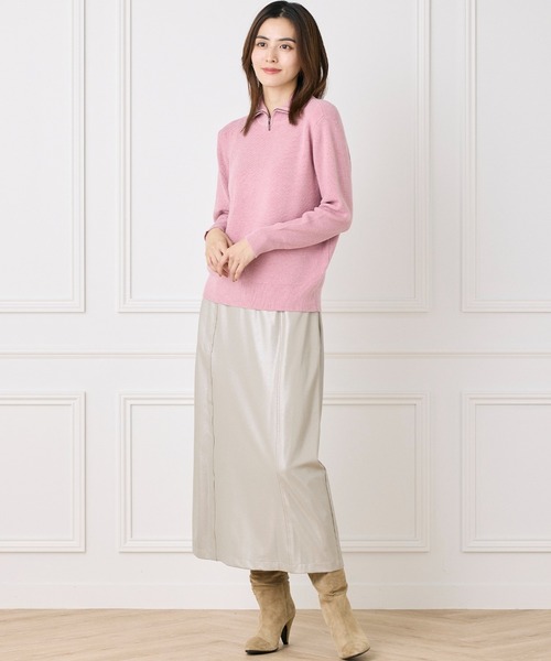 INED CLARO（イネドクラロ）の「ハーフジップニット【セットアップ対応】（ニット/セーター・レディース・ネイビー/ベージュ/グリーン/ピンク・フリー）」の11枚目の写真