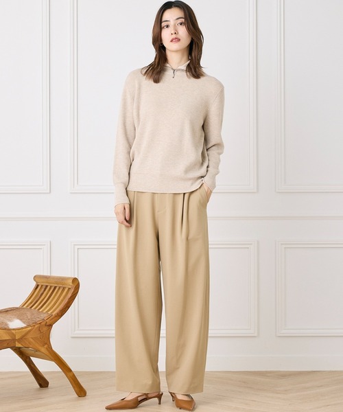 INED CLARO（イネドクラロ）の「ハーフジップニット【セットアップ対応】（ニット/セーター・レディース・ネイビー/ベージュ/グリーン/ピンク・フリー）」の16枚目の写真