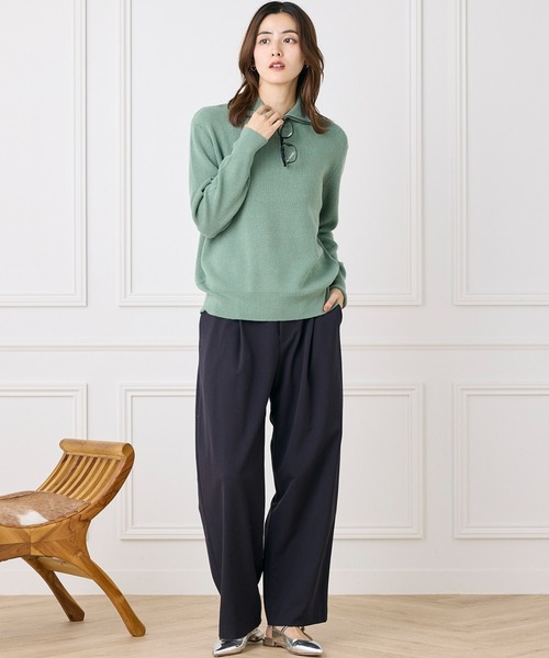 INED CLARO（イネドクラロ）の「ハーフジップニット【セットアップ対応】（ニット/セーター・レディース・ネイビー/ベージュ/グリーン/ピンク・フリー）」の18枚目の写真