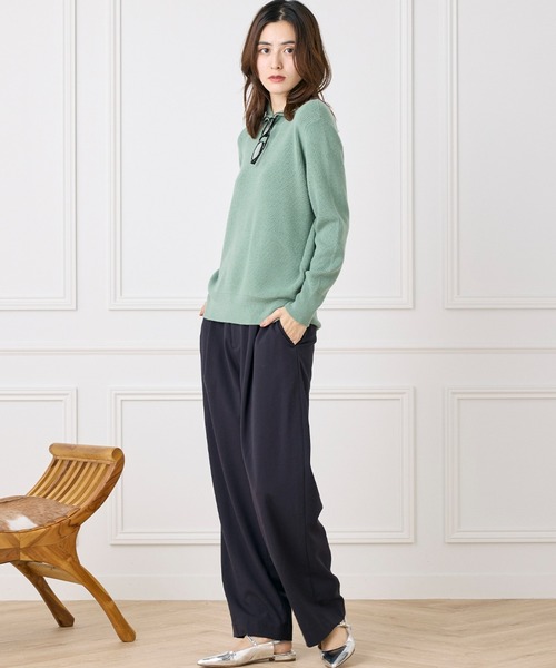 INED CLARO（イネドクラロ）の「ハーフジップニット【セットアップ対応】（ニット/セーター・レディース・ネイビー/ベージュ/グリーン/ピンク・フリー）」の19枚目の写真