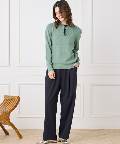 INED CLARO（イネドクラロ）の「ハーフジップニット【セットアップ対応】（ニット/セーター・レディース・ネイビー/ベージュ/グリーン/ピンク・フリー）」の20枚目の写真