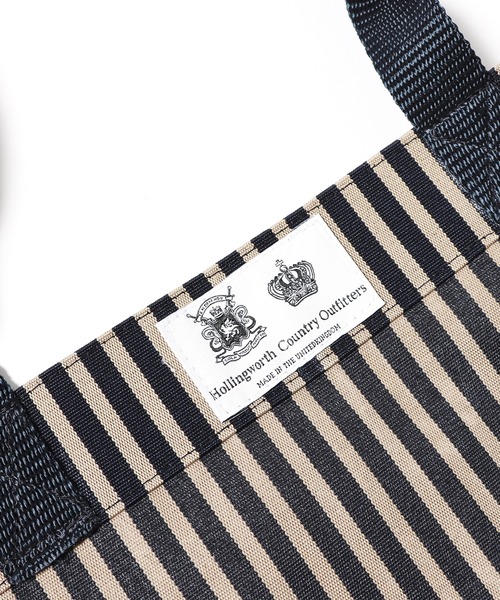 HOLLINGWORTH COUNTRY OUTFITTERS(ホリングワース カントリーアウトフィッターズ)の「HOLLINGWORTH COUNTRY OUTFITTER/ホリングワース カントリーアウトフィッターズ ストライプBIGトートバッグ(トートバッグ・レディース・サンドベージュ/ネイビー/グリーン系2/グリーン系1・FREE)」の9枚目の写真