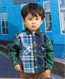 kladskap | 恐竜刺しゅうチェック長袖シャツ(シャツ/ブラウス)