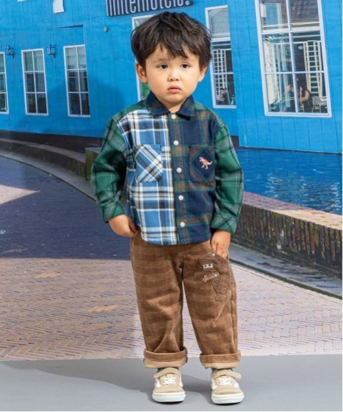 kladskap（クレードスコープ）の「恐竜刺しゅうチェック長袖シャツ（シャツ/ブラウス・キッズ・レッド/ブルー・90cm/100cm/110cm/120cm/130cm）」の4枚目の写真