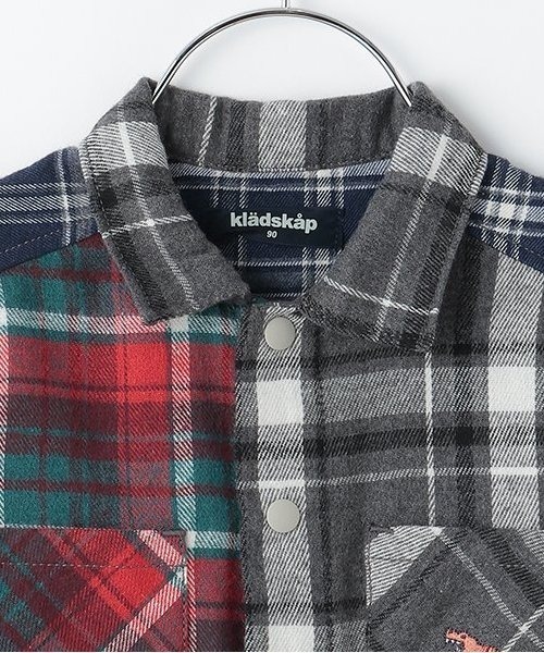 kladskap（クレードスコープ）の「恐竜刺しゅうチェック長袖シャツ（シャツ/ブラウス・キッズ・レッド/ブルー・90cm/100cm/110cm/120cm/130cm）」の11枚目の写真