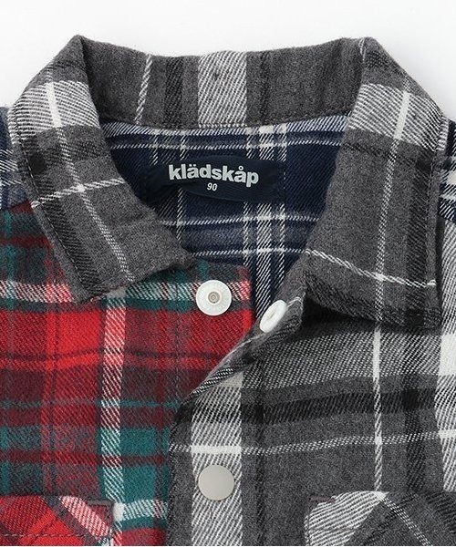 kladskap（クレードスコープ）の「恐竜刺しゅうチェック長袖シャツ（シャツ/ブラウス・キッズ・レッド/ブルー・90cm/100cm/110cm/120cm/130cm）」の12枚目の写真