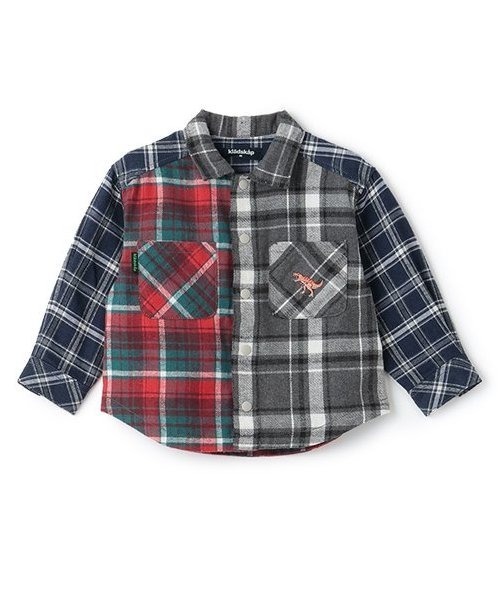 kladskap（クレードスコープ）の「恐竜刺しゅうチェック長袖シャツ（シャツ/ブラウス・キッズ・レッド/ブルー・90cm/100cm/110cm/120cm/130cm）」の21枚目の写真