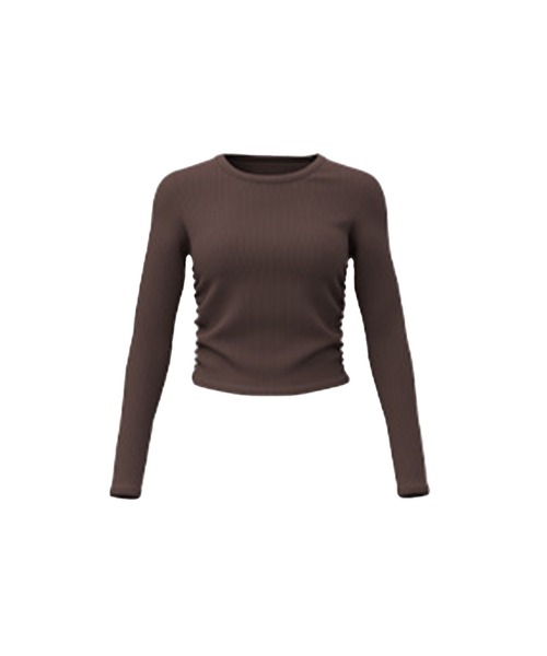 DAY CLOSET（デイ クローゼット）の「レディース 長袖サイドギャザーラウンドヘムリブヨガトップスピラティスウェア[トレーニングウェア/ジムウェア/ピラティスウェア]（その他トップス・レディース・ダークブラウン/ブラック/オフホワイト/キナリ/パープル/グレー・S/XL/M/L）」の7枚目の写真