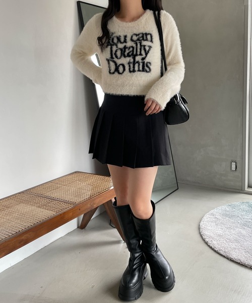 WEGO（ウィゴー）の「WEGO/シャギーロゴコンパクトニット（ニット/セーター・レディース・アイボリー/ピンク・FREE）」の5枚目の写真