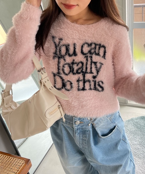 WEGO（ウィゴー）の「WEGO/シャギーロゴコンパクトニット（ニット/セーター・レディース・アイボリー/ピンク・FREE）」の11枚目の写真