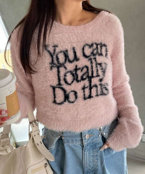 WEGO（ウィゴー）の「WEGO/シャギーロゴコンパクトニット（ニット/セーター・レディース・アイボリー/ピンク・FREE）」の12枚目の写真