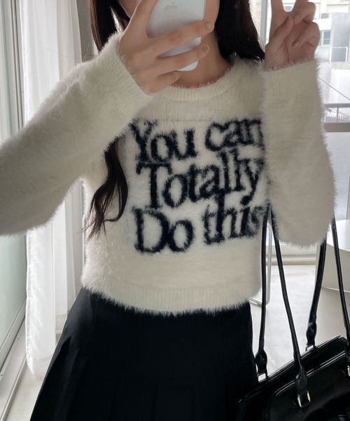 WEGO（ウィゴー）の「WEGO/シャギーロゴコンパクトニット（ニット/セーター・レディース・アイボリー/ピンク・FREE）」の7枚目の写真