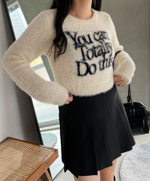 WEGO（ウィゴー）の「WEGO/シャギーロゴコンパクトニット（ニット/セーター・レディース・アイボリー/ピンク・FREE）」の9枚目の写真