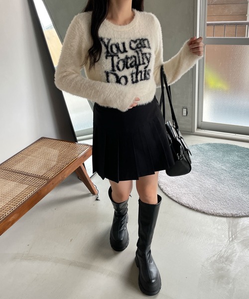 WEGO（ウィゴー）の「WEGO/シャギーロゴコンパクトニット（ニット/セーター・レディース・アイボリー/ピンク・FREE）」の10枚目の写真