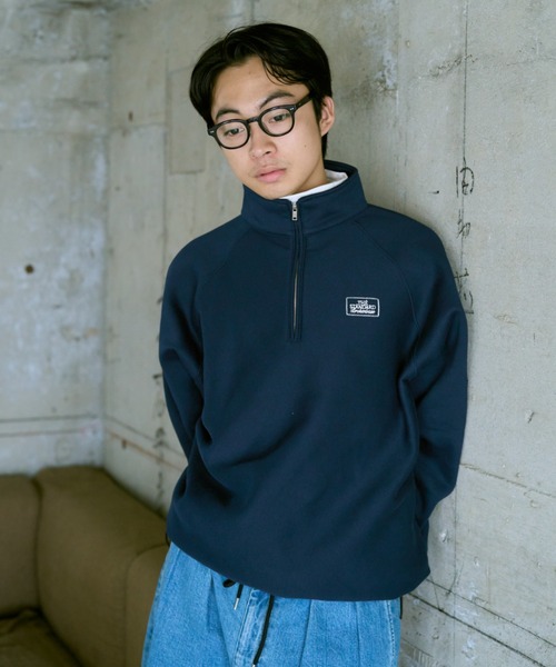 BROKEN BASE(ブロークンベース)の「ドローコードハーフジップスウェット(スウェット・メンズ・オートミール/ネイビー・MEDIUM/LARGE)」の3枚目の写真