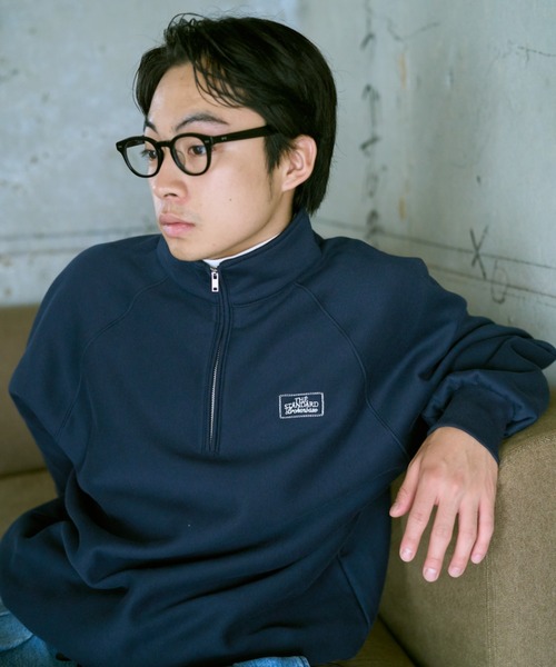 BROKEN BASE(ブロークンベース)の「ドローコードハーフジップスウェット(スウェット・メンズ・オートミール/ネイビー・MEDIUM/LARGE)」の5枚目の写真