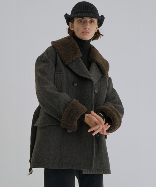 ジャケット・アウター CLANE BOA COLLAR MILITARY COAT セール】BOA COLLAR MILITARY COAT（ピーコート）｜CLANE