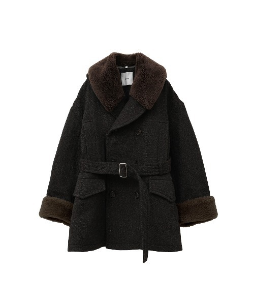 ジャケット・アウター BOA COLLAR MILITARY COAT clane セール】BOA COLLAR MILITARY COAT（ピーコート）｜CLANE