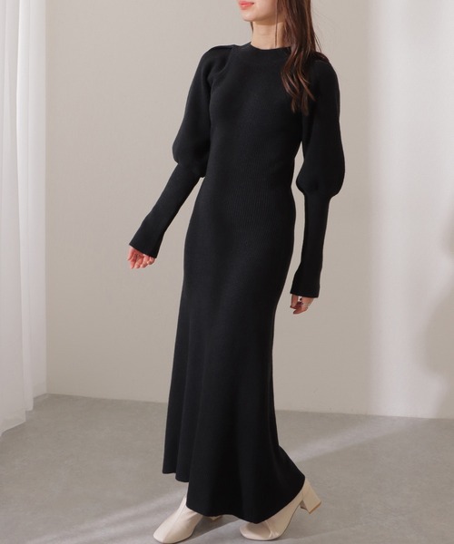 Lace Ladies(レースレディース)の「ソリッドカラー クルーネック リブニット マキシ丈 ワンピース (ワンピース・レディース・ベージュ/ブラウン/ブラック・FREE/S)」の5枚目の写真