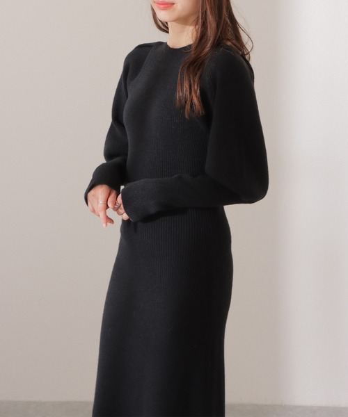 Lace Ladies(レースレディース)の「ソリッドカラー クルーネック リブニット マキシ丈 ワンピース (ワンピース・レディース・ベージュ/ブラウン/ブラック・FREE/S)」の6枚目の写真